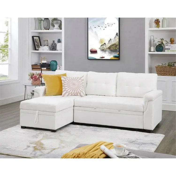 Convertible Modular Sleeper Sectional Sofa With Reversible Storage Chaise