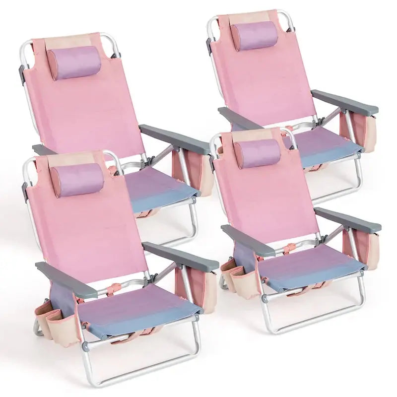 CraftPorch 4-Pack Folding Beach Chairs With 5-Position Recline