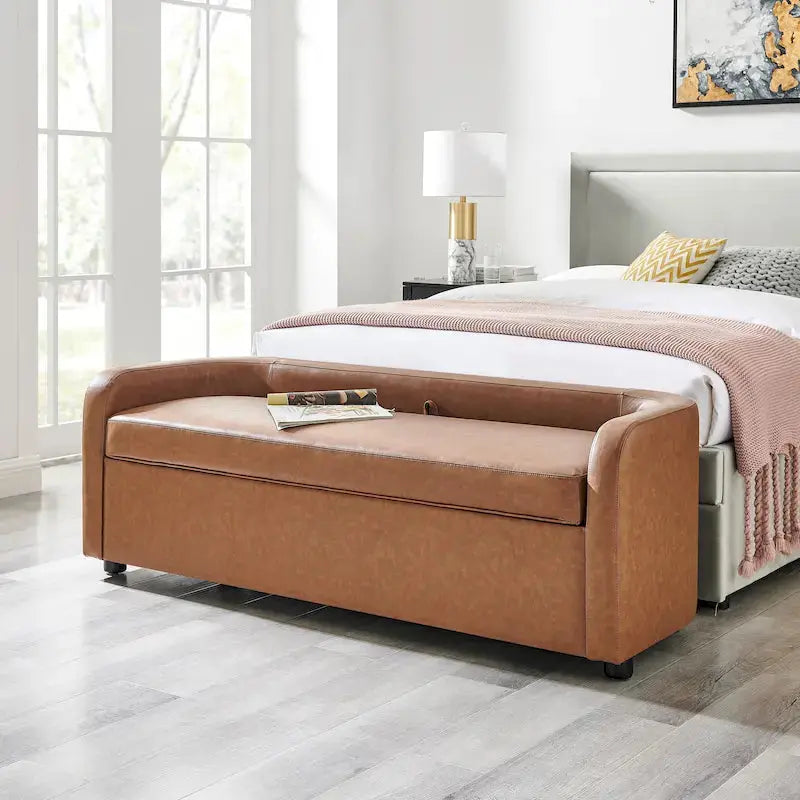 Wendy Upholstered Storage Bench With Hidden Compartment - 60.5w x 22.5d x 21h