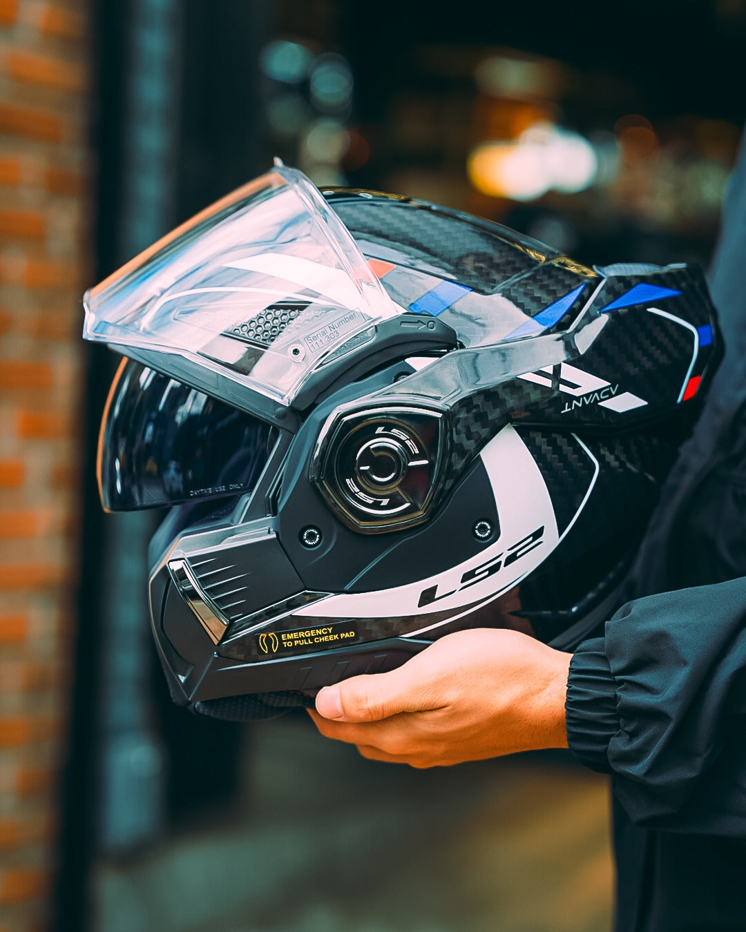 LS2 Carbon Fiber Flip-Up Motorcycle Helmet - FF901 Advant X+
