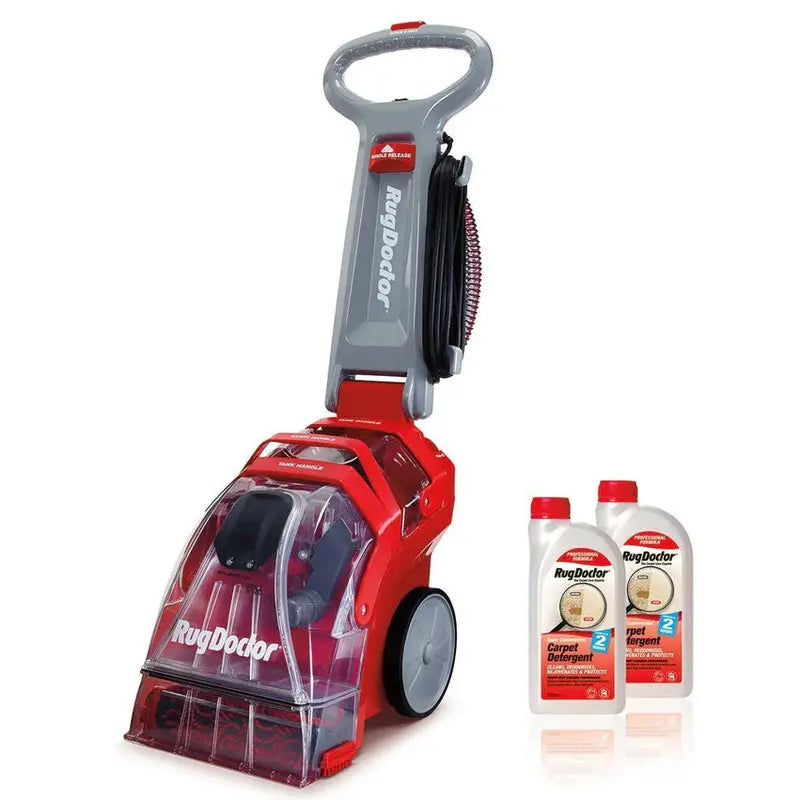 Rug Doctor Deep-Clean Carpet Cleaner, 3.8L, Red - Includes Two 1-Liter Detergent Bottles