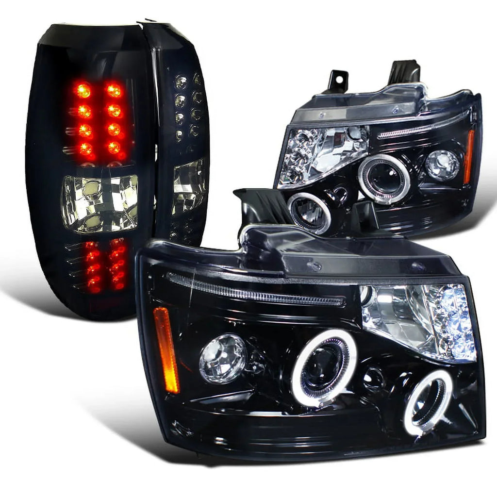Spec-D Tuning Black LED Projector Headlights With LED Driving Bumper Fog Lamps - Chevy Avalanche 2007-2011