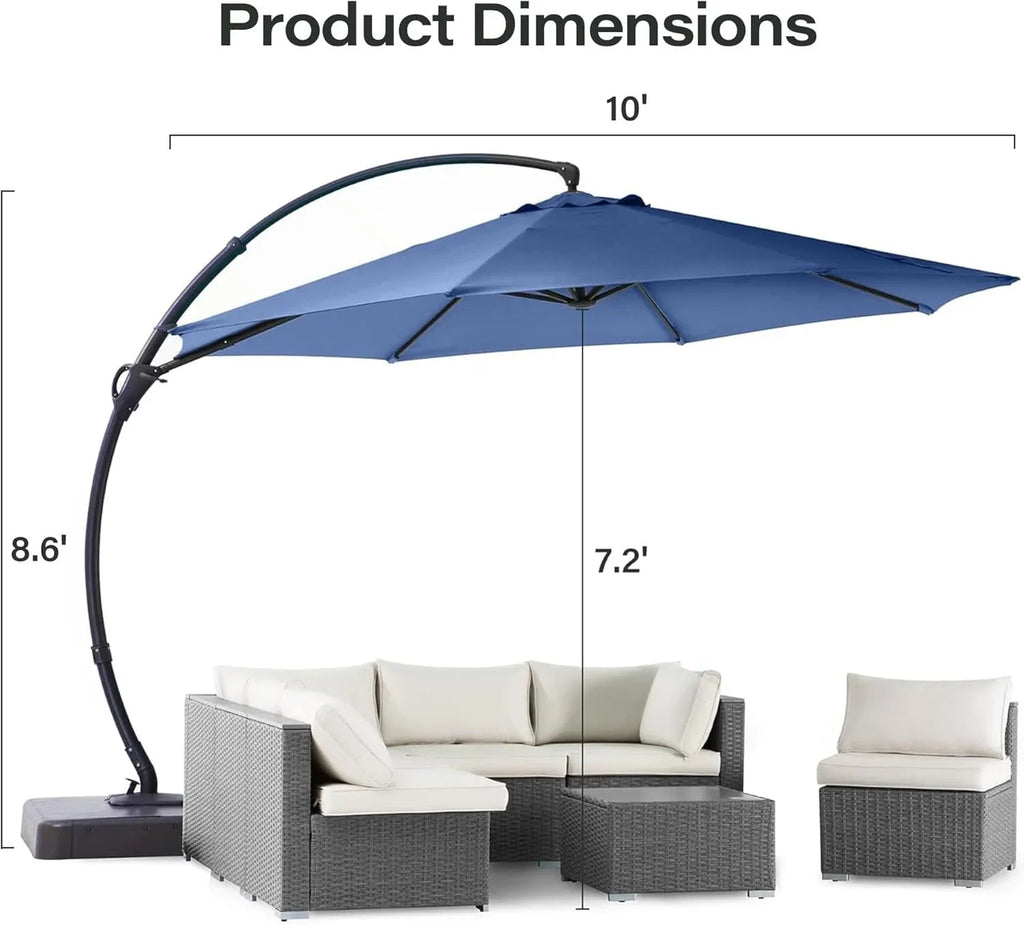 LAUSAINT HOME 11 FT Beige Curvy Cantilever Patio Umbrella With Base