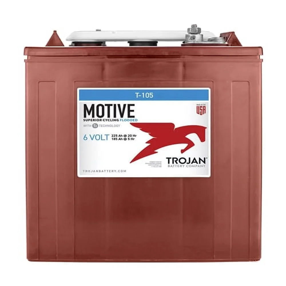 Trojan Battery 6-Volt 225Ah Deep Cycle Golf Cart Batteries, 6-Pack, 36V - T-105
