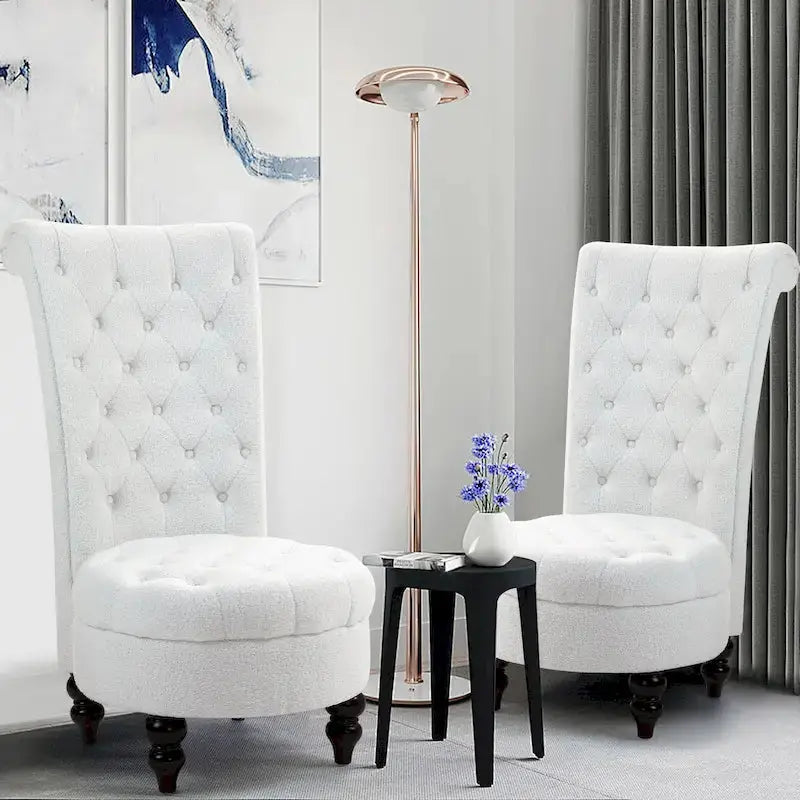 AVAWING Pair Of Royal-Themed Throne Chairs - Rubberwood Frame