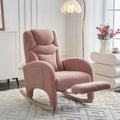 Ergonomic Fabric Nursery Rocking Chair With Adjustable Footrest And Gentle Recline - 37.6-49.2D 26W 39H