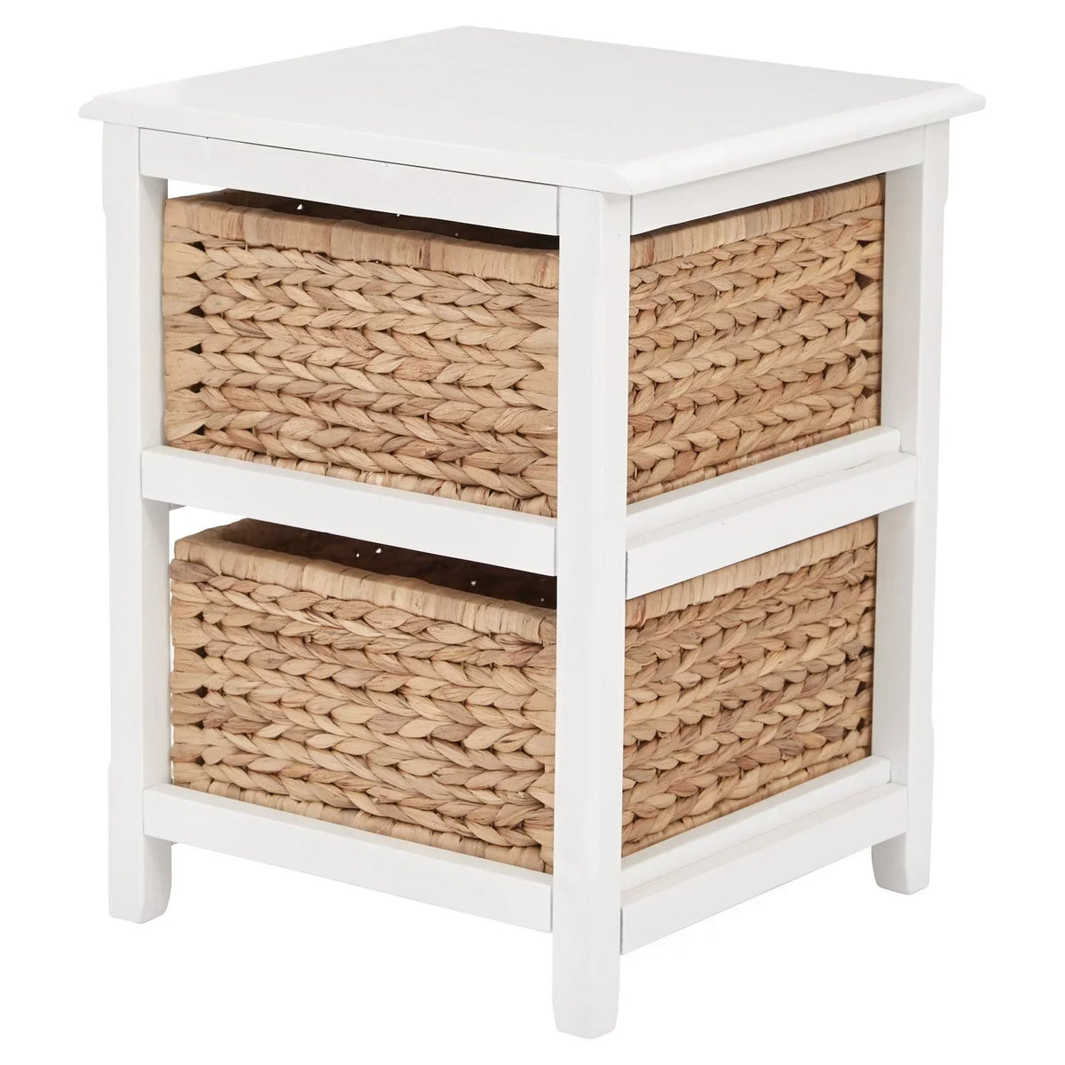Two-Tier Engineered Wood Storage Unit With Natural Baskets, 16.5in W x 15.75in D x 21.25in H - Seabrook