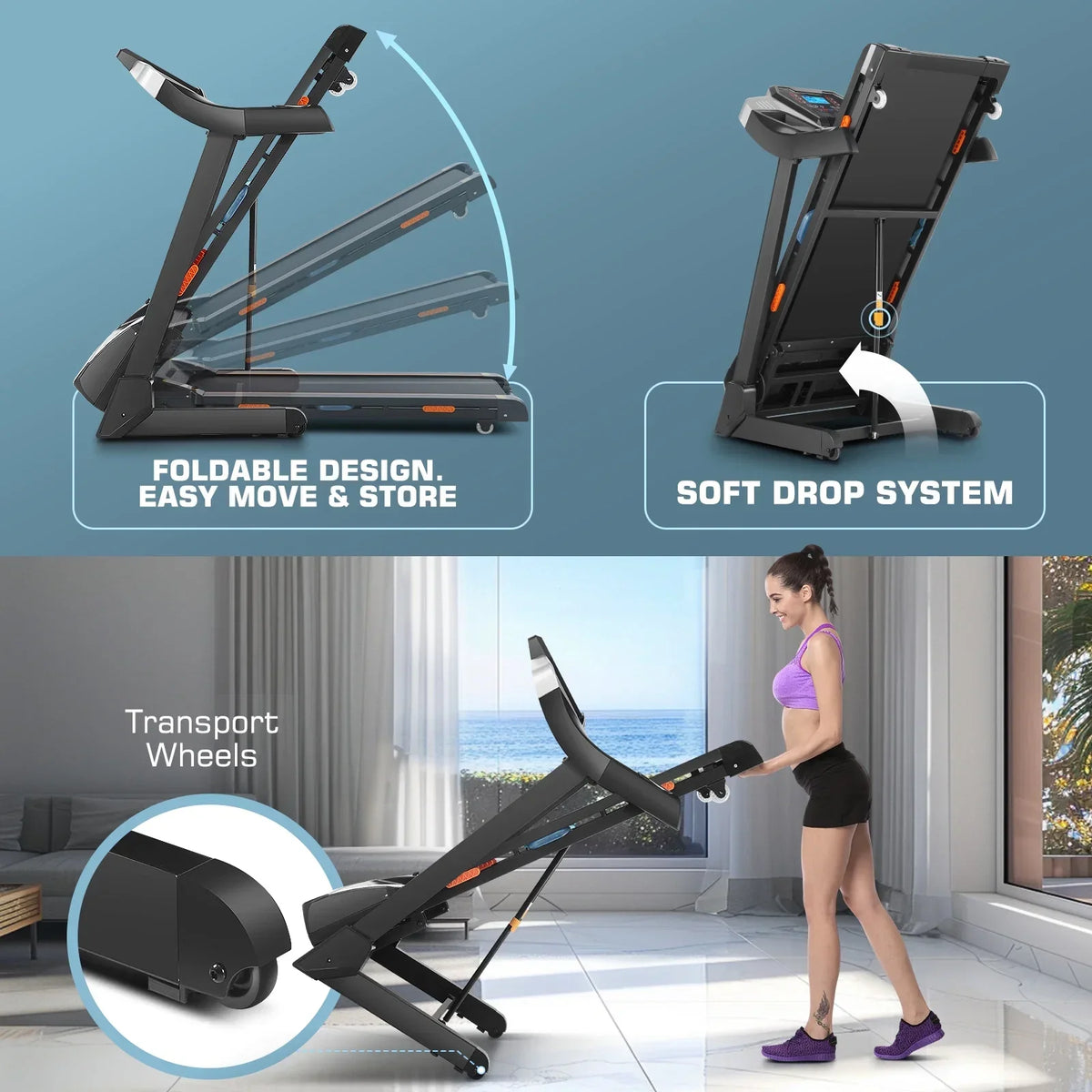 Tikmboex Treadmill With Auto Incline, 3.25HP Motor, 300 lb Capacity