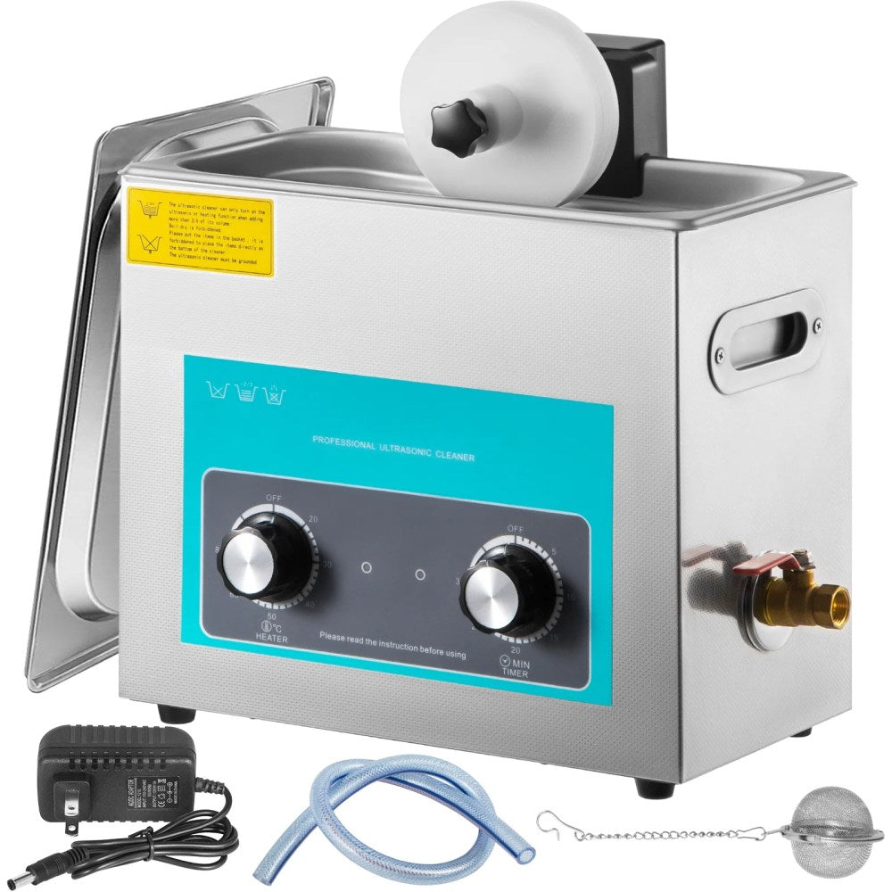 BENTISM Ultrasonic Vinyl Record Cleaner 6L 40kHz Stainless Steel Tank, 8 Records