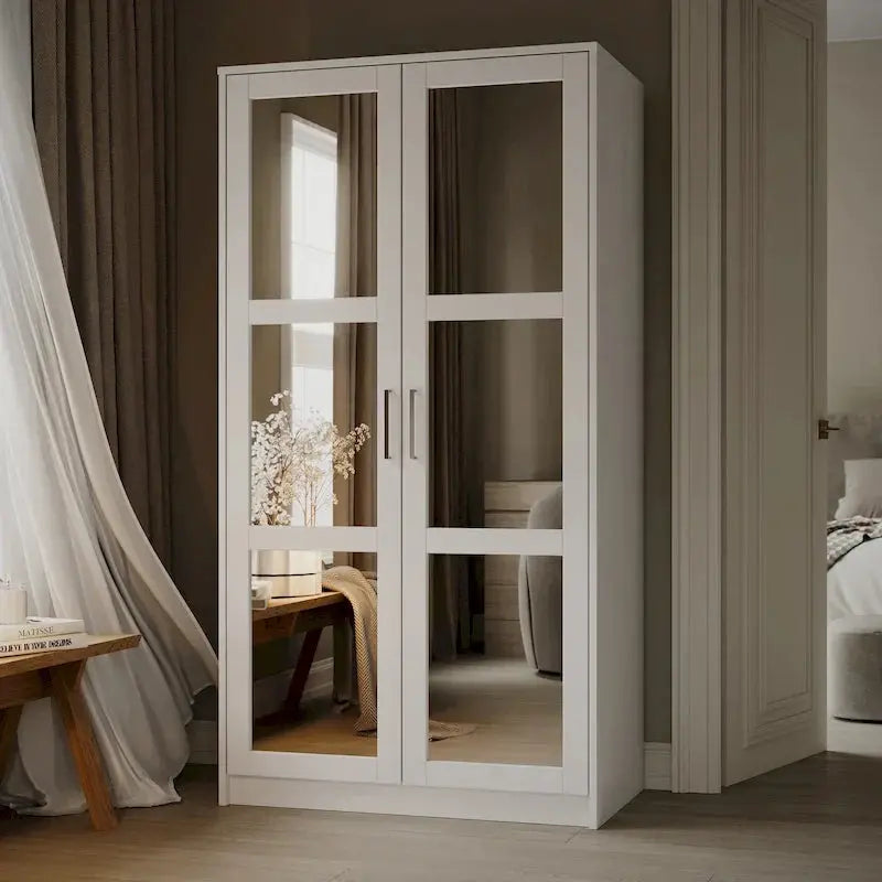 Palace Imports 2-Door Solid Wood Wardrobe Armoire, 37.75 W x 72 H x 23.75 D - Urban
