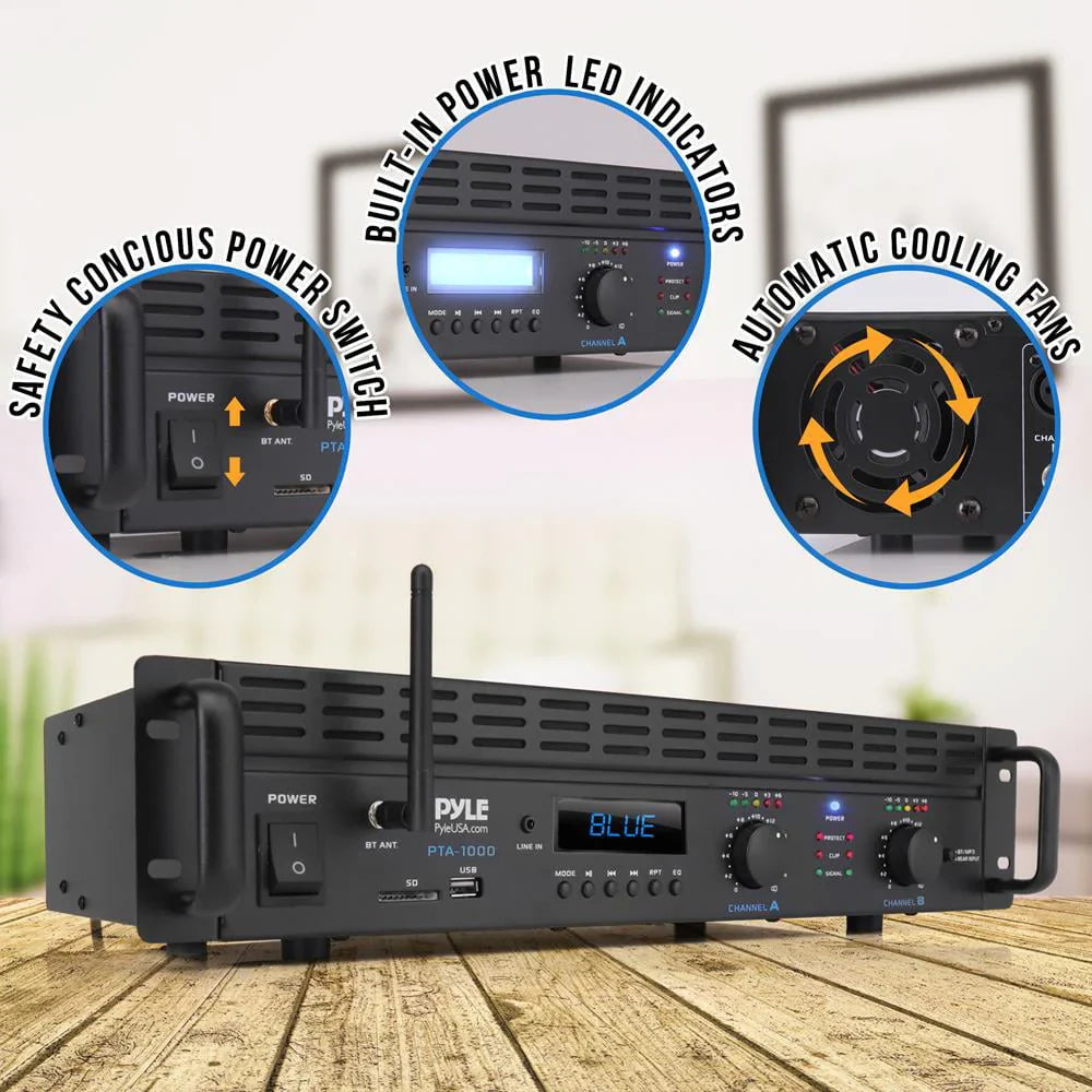 Pyle 2-Channel 2000W Bridgeable Rack-Mount Pro Audio Amplifier