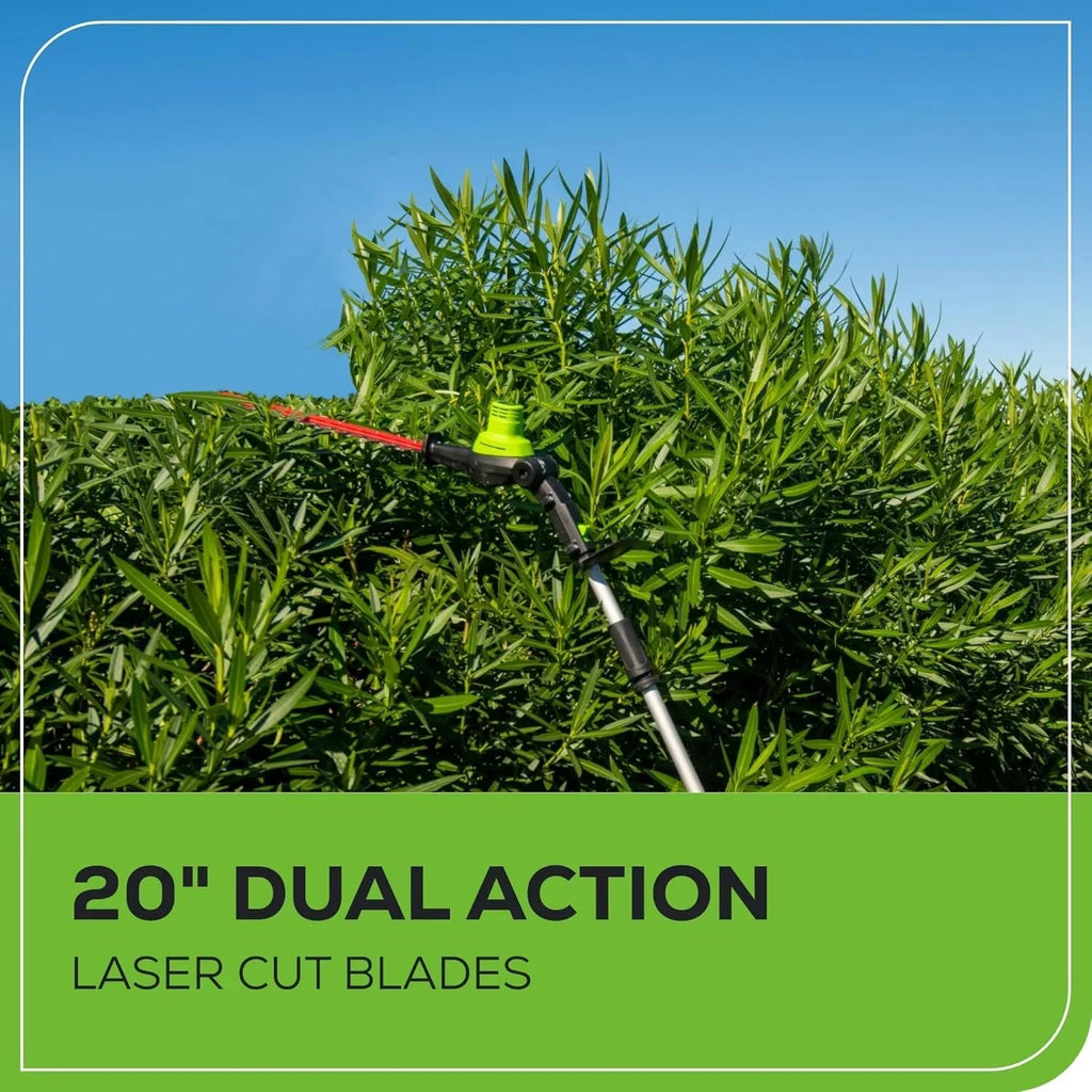 Greenworks 60V 20in Brushless Cordless Pole Hedge Trimmer With 2.0Ah Battery And Charger