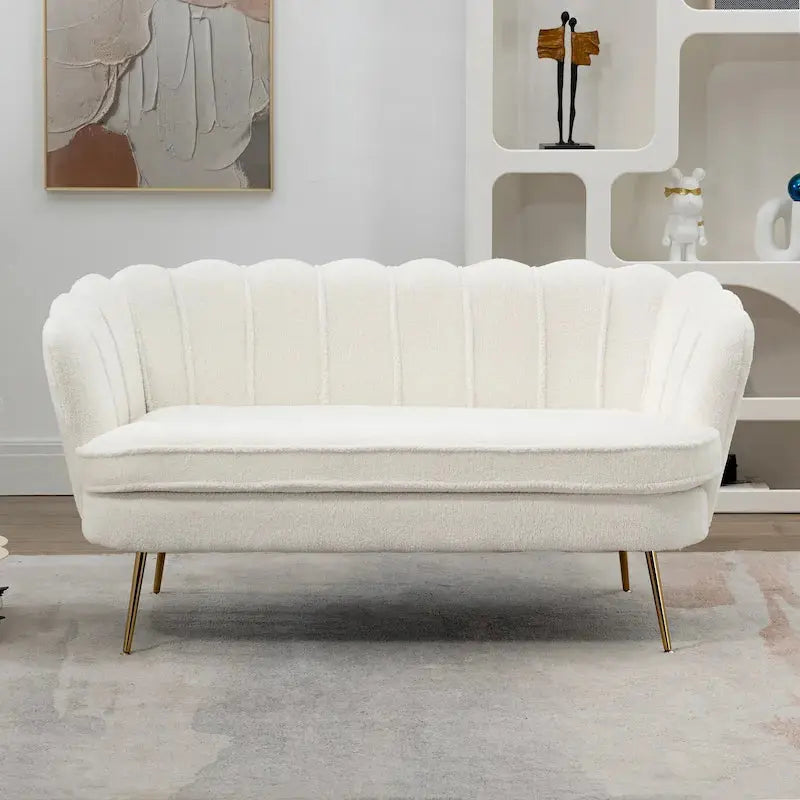 Mid-Century Modern Tufted Loveseat 59in Upholstered Sofa