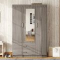 3-Door Mirror-Front Wardrobe With Integrated Shelving And Dual Storage Drawers