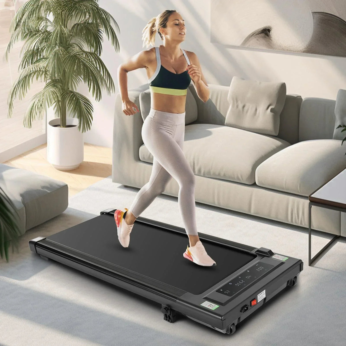 Tikmboex 2.5HP 2 In 1 Under Desk Treadmill With LED Touch Screen Remote Control - Black