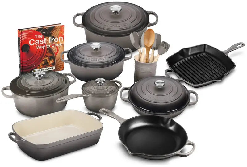 20-Piece Enameled Cast Iron Cookware Set With 10.25-Inch Skillet And 1.75-Quart Saucepan