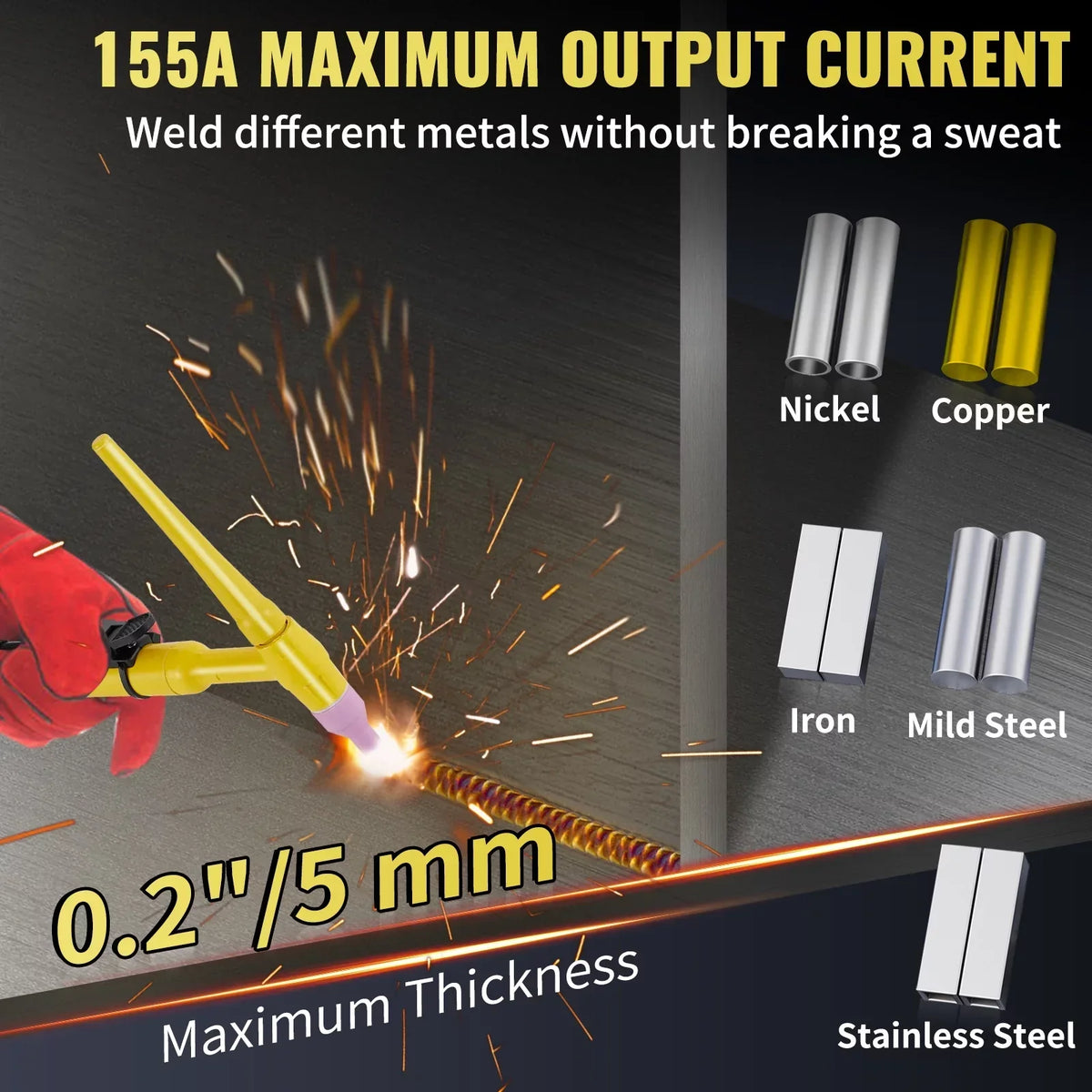 SKYSHALO 155Amp 3-in-1 TIG Welder, 110V High Frequency TIG/Stick/Clean Welding Machine
