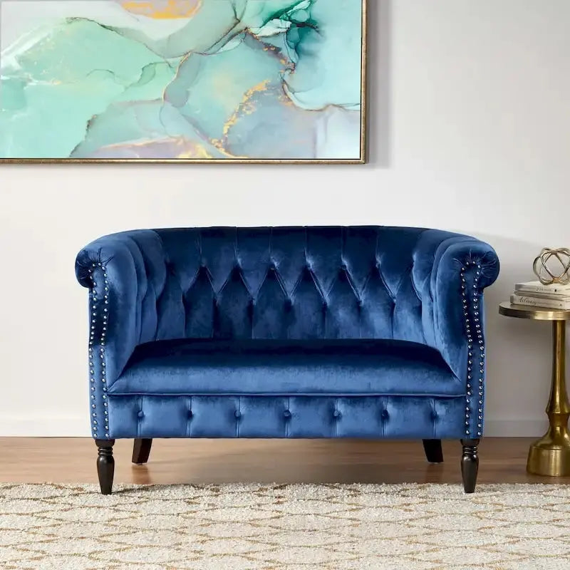 Christopher Knight Home Milani Velvet Tufted Scroll Arm Loveseat - 30.75 x 51.5 x 30.5 Inches