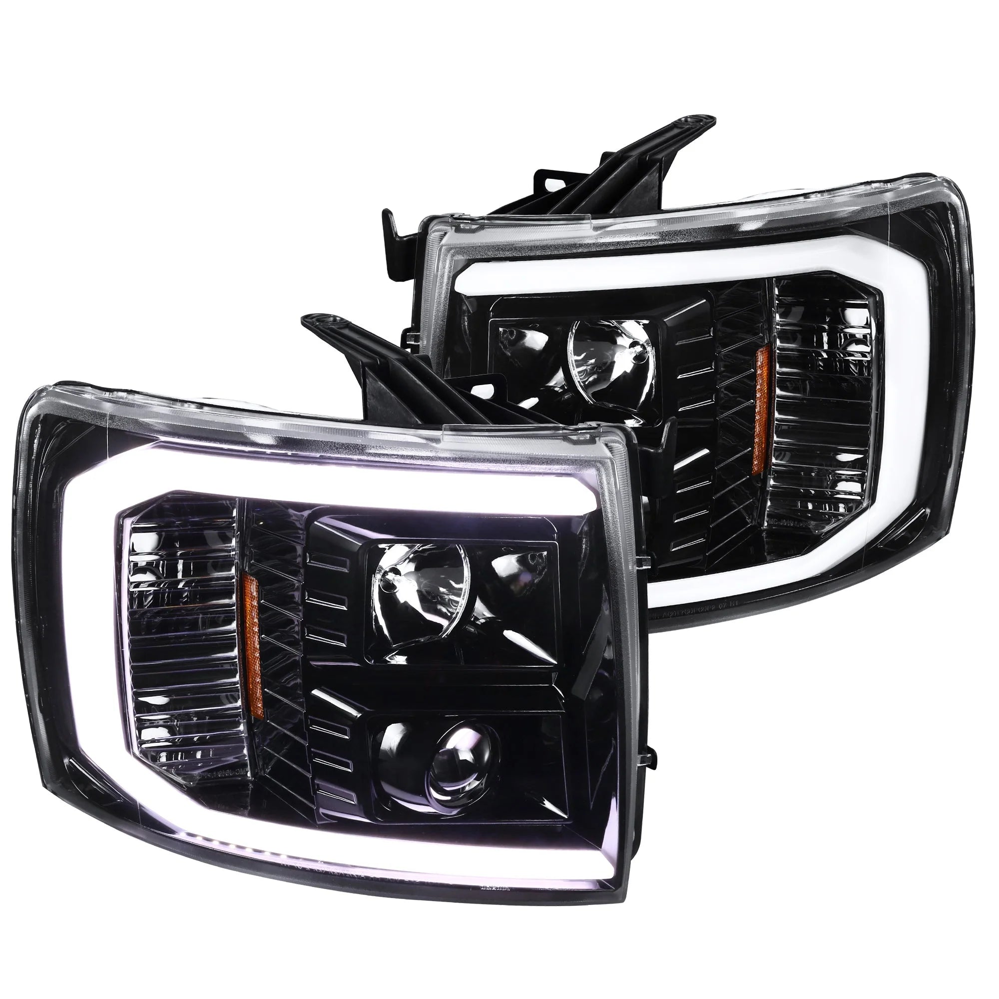 Spec-D Tuning LED Light Bar Projector Headlights And Altezza Style LED Tail Lights, Jet Black Housing, Clear Lens - Chevrolet Silverado