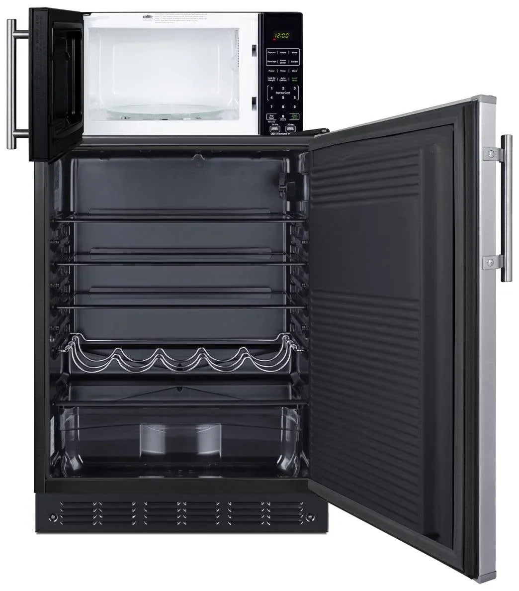 Summit Microwave And Refrigerator Combination, 24 inch, 5.1 cu.ft. - MRF708BLSSA FF708BLSS SM903BSA1