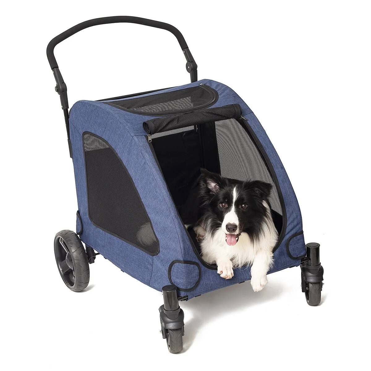 Tikysky 4-Wheel Pet Stroller for Medium and Large Dogs and Cats - Blue