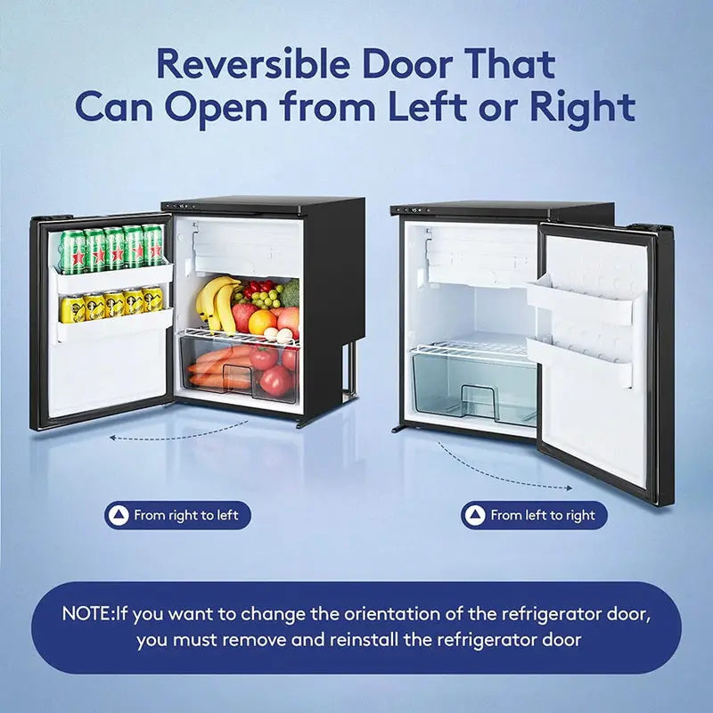 Bodega RV Refrigerator Freezer 2.3 cu ft / 65L Compact Dual-Zone Portable Fridge - CR65