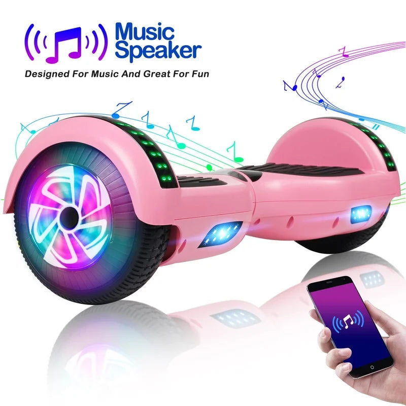 SISIGAD Self-Balancing Electric Hoverboard, Pink, 6.5 inch, 10 Mph