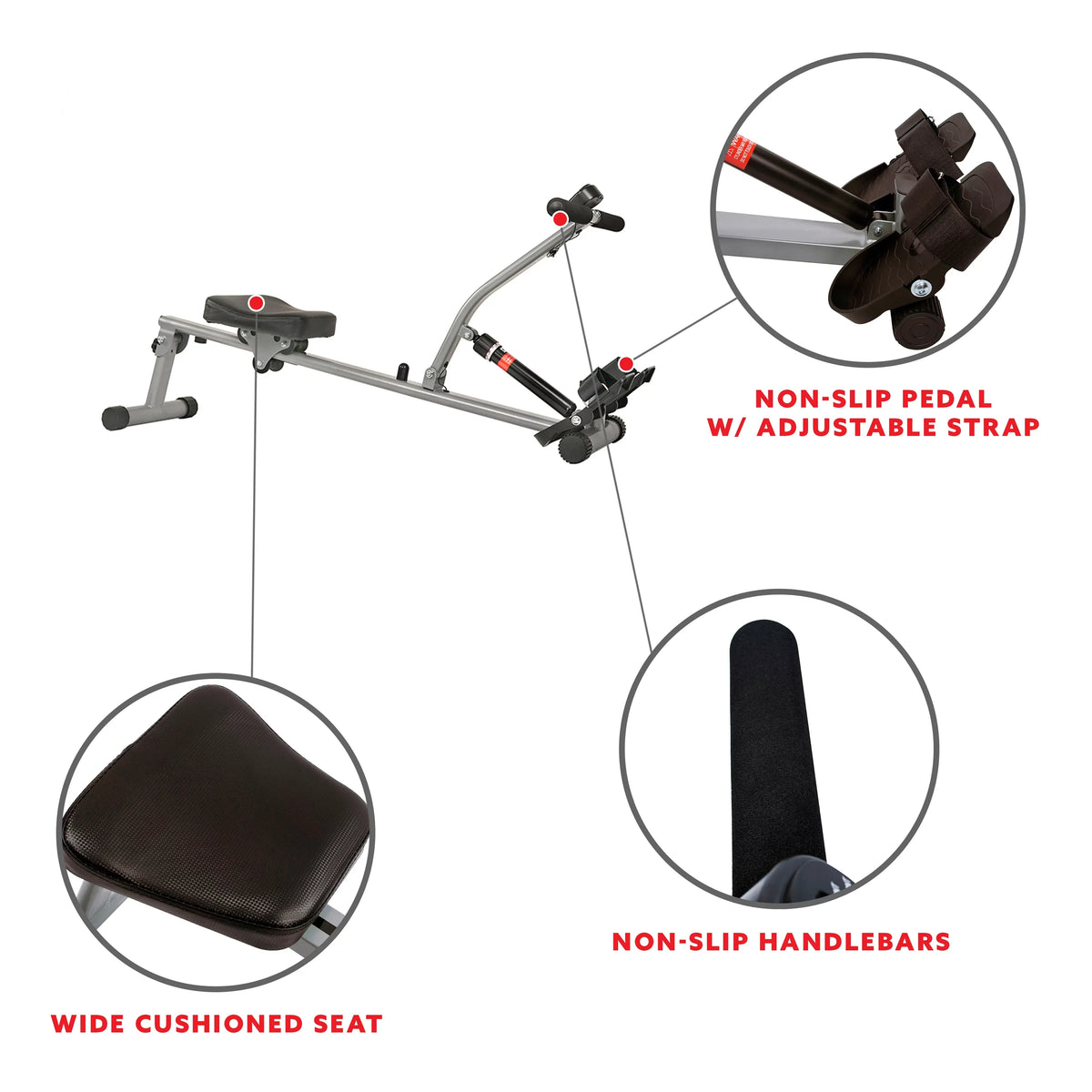 Sunny Health & Fitness Adjustable Resistance Rowing Machine With Digital Monitor - SF-RW1205