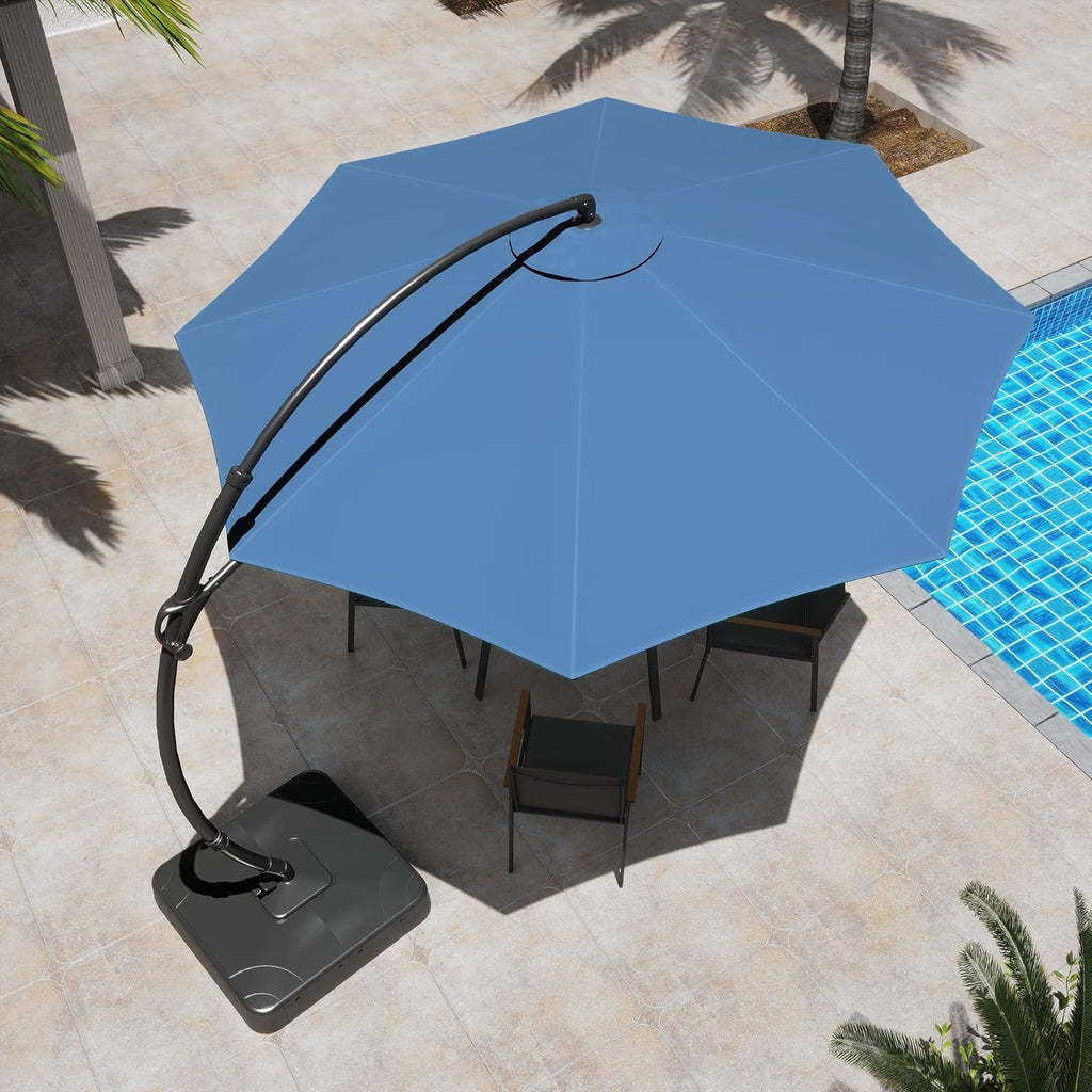 LAUSAINT HOME 11 FT Beige Curvy Cantilever Patio Umbrella With Base