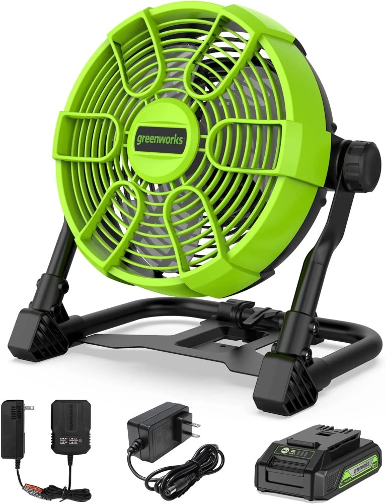 Greenworks 24V 10in 5-Speed Fan 500 CFM With 2.0Ah USB Battery And Charger