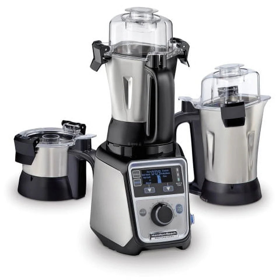 Hamilton Beach Professional Juicer Mixer Grinder 2.2 HP 120V With 3 Stainless Steel Jars, 1.5 Liters - 58770