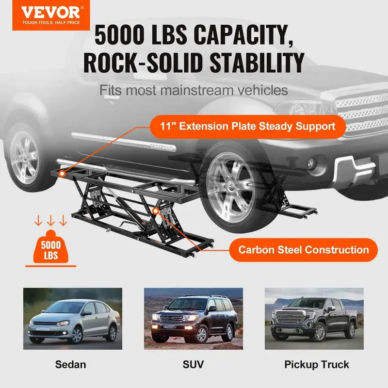 5000 lb Portable Car Lift System - Automatic Hydraulic Garage Jack
