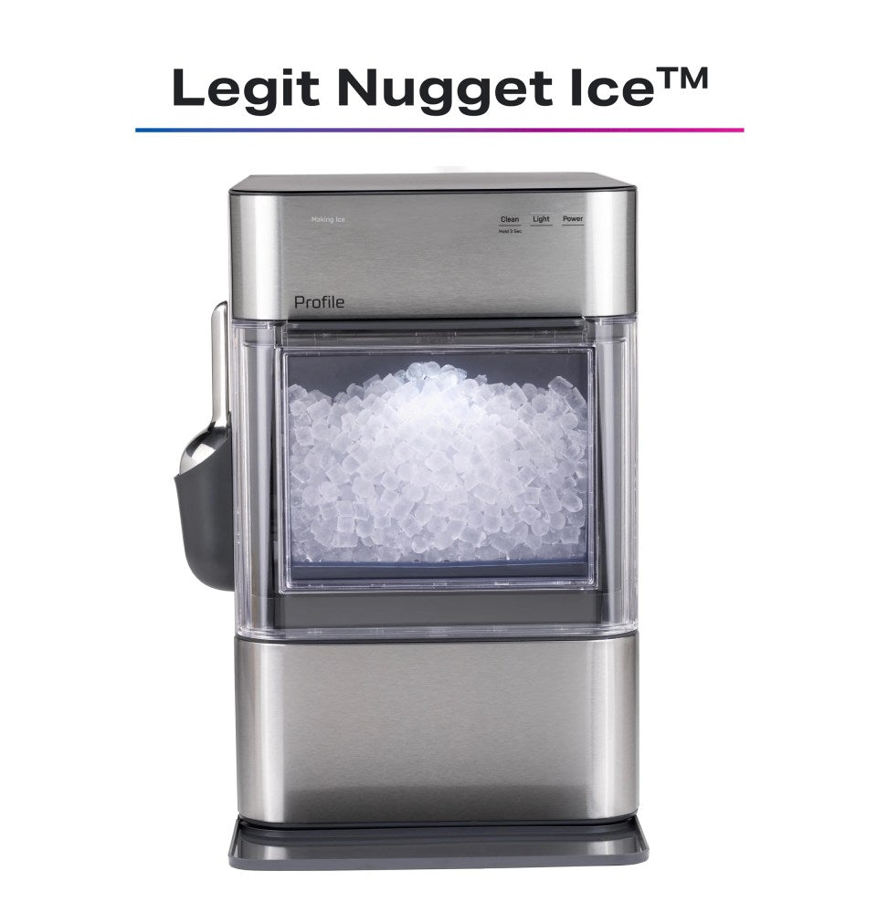 GE Profile Opal 2.0 Ultra Nugget Ice Maker With Scale Inhibiting Filter, Scoop, 38 lbs In 24 Hours, WiFi - Stainless Steel