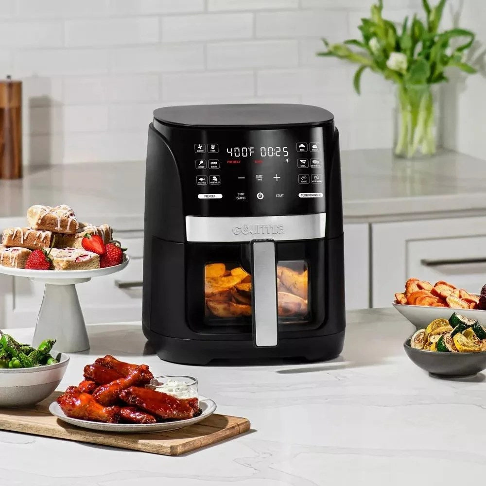 Gourmia 6-Qt Digital Window Air Fryer With 12 Presets - Black