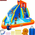 Sportspower Big Wave II Inflatable Water Slide With Climbing Wall And Splash Pool, Ages 3-8