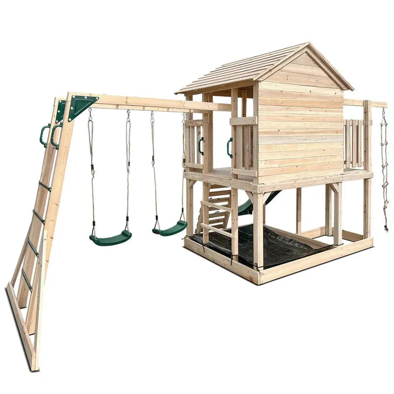 Lifespan Kingston Kids Cubby House Play Centre With 2.2m Green Slide - Kingston