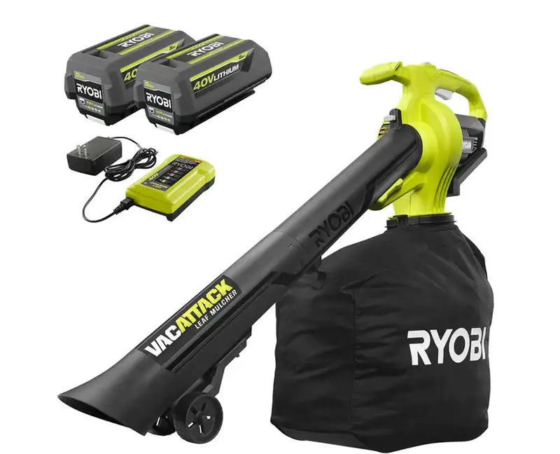 RYOBI Vac Attack 40V Cordless Leaf Vacuum & Mulcher With 2x 5.0Ah Batteries & Charger - RY40451-2B