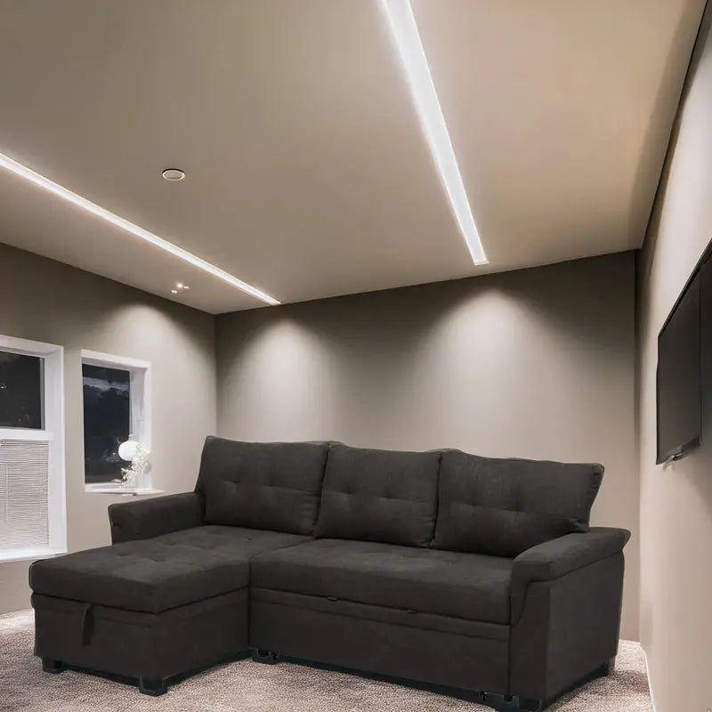 Reversible L-Shaped Sectional Sleeper Sofa With Storage Chaise And Pull-Out Bed