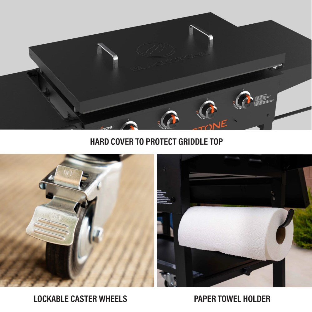 Blackstone Original Outdoor Griddle 4-Burner 36 inch Flat Top Grill With Hard Cover - Black