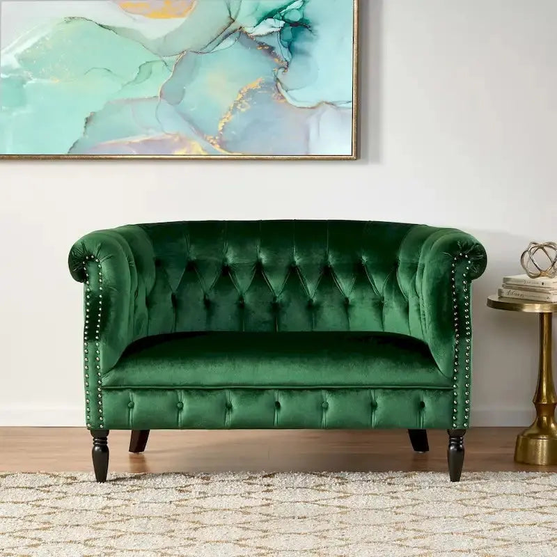 Christopher Knight Home Milani Velvet Tufted Scroll Arm Loveseat - 30.75 x 51.5 x 30.5 Inches