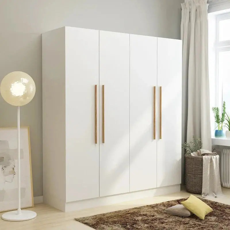 FUFU&GAGA Solid Wood Freestanding Wardrobe Closet With Internal Shelves And Hanging Space