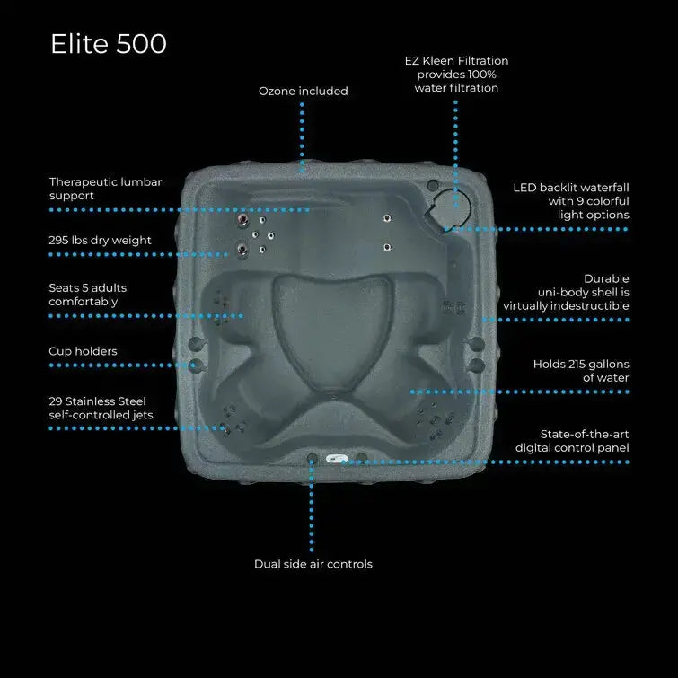 AquaRest Spas AR-500 Elite 5-Person 29-Jet Plug-And-Play Hot Tub With Ozonator - AR-500P