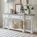 Magnolia Manor Hall Console Table, 72 in, Antique White And Weathered Bark Finish