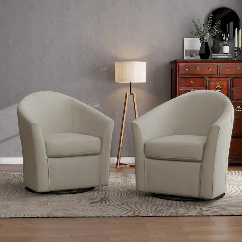 Set Of 2 Modern Swivel Barrel Chairs With 360-Degree Rotation