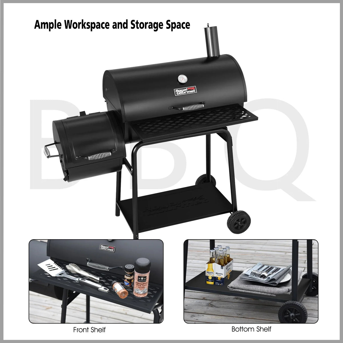Royal Gourmet 30 Inch Charcoal Grill With Offset Smoker - CC1830F