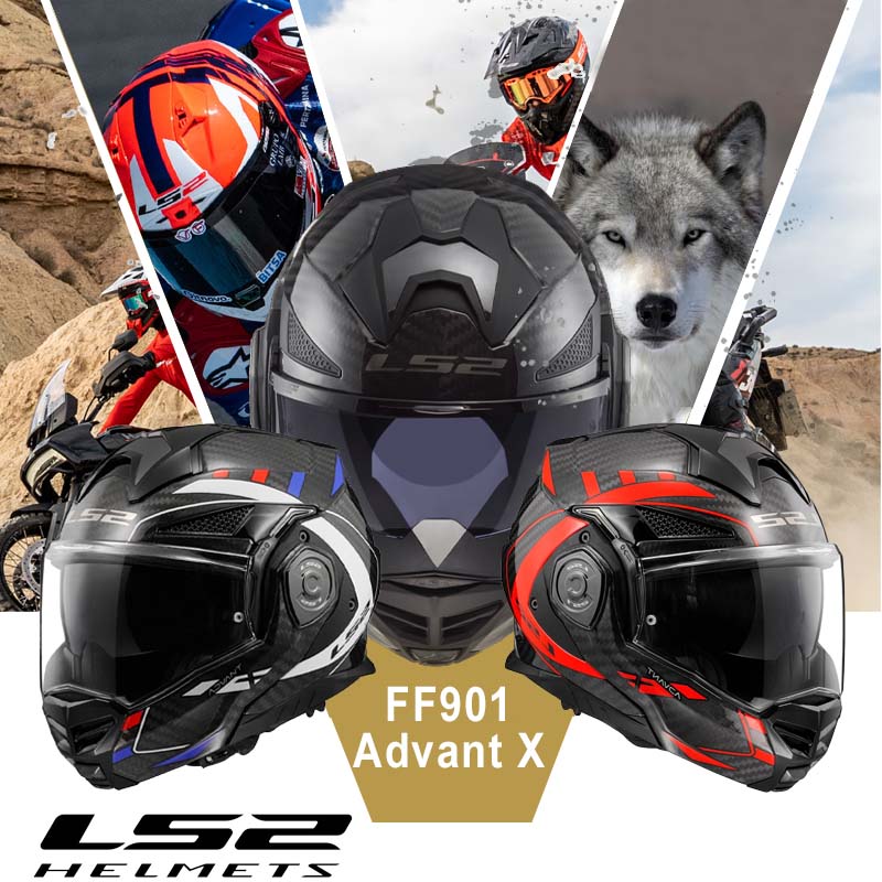 LS2 Carbon Fiber Flip-Up Motorcycle Helmet - FF901 Advant X+
