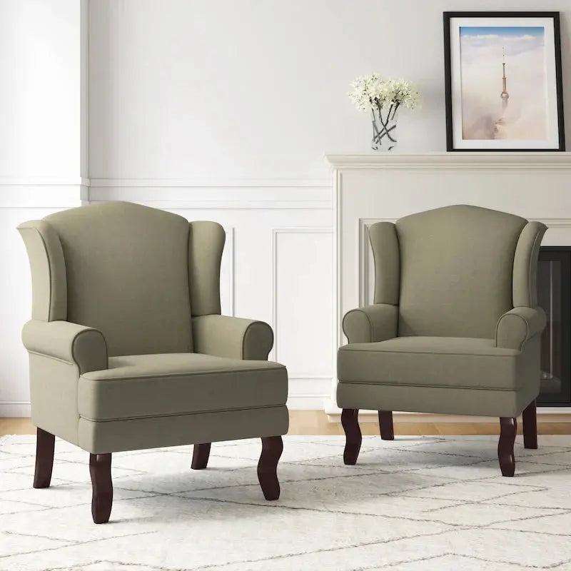 Wingback Accent Chair Duo, Upholstered Armchairs, 2 Count - Classic
