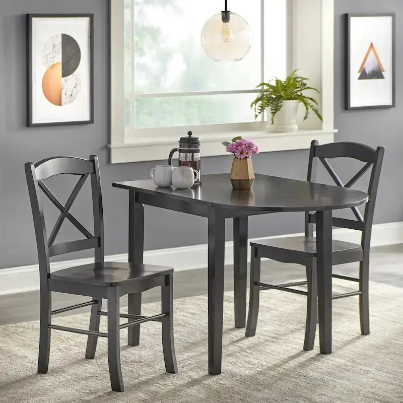 Simple Living Country Cottage 3-Piece Drop-Leaf Dining Set - Rustic Farmhouse Style