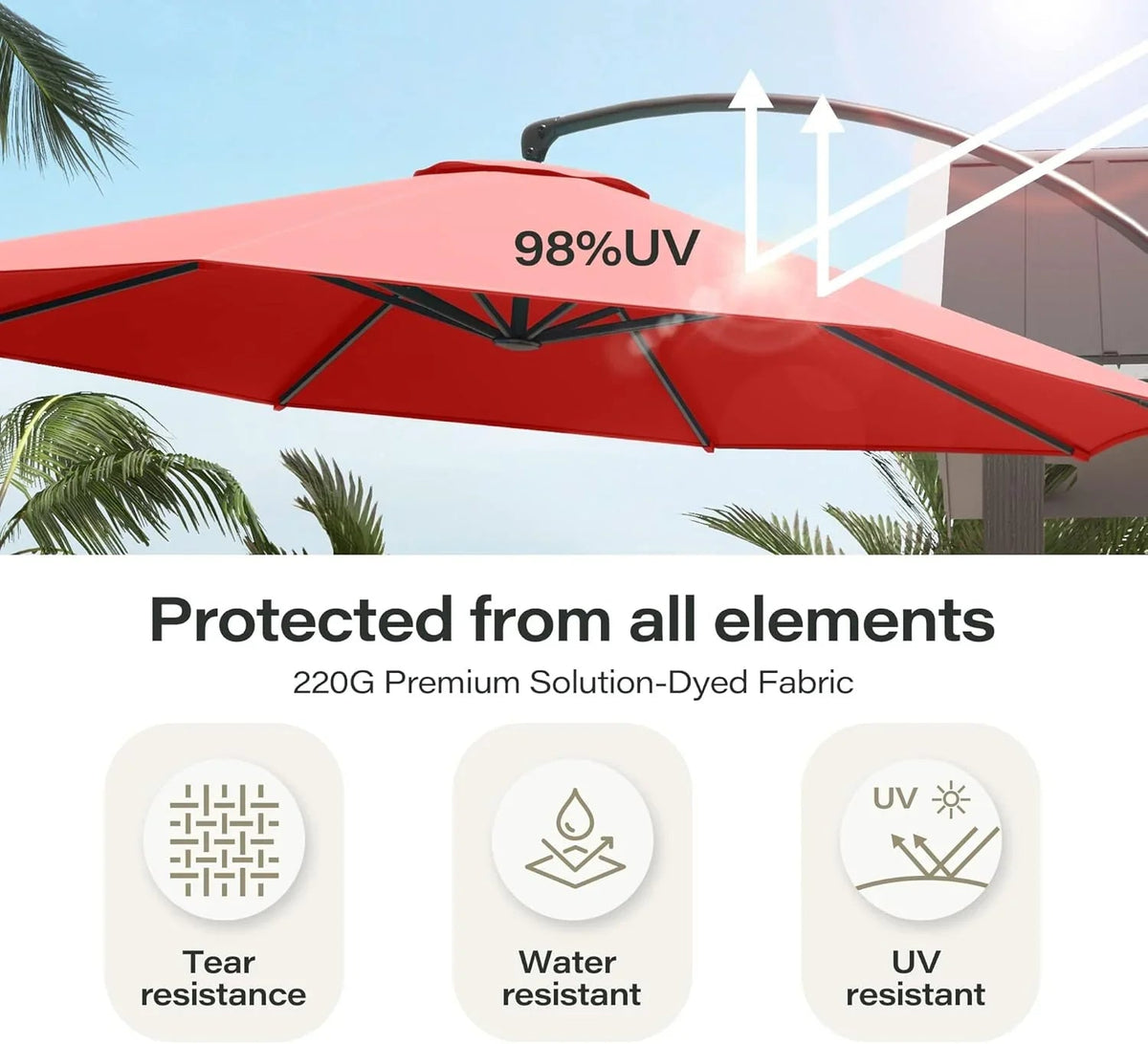 LAUSAINT HOME 11 FT Beige Curvy Cantilever Patio Umbrella With Base