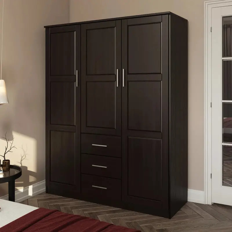 Palace Imports Solid Wood 3-Door Wardrobe Armoire, 56.25in W x 72in H x 20.75in D - Cosmo
